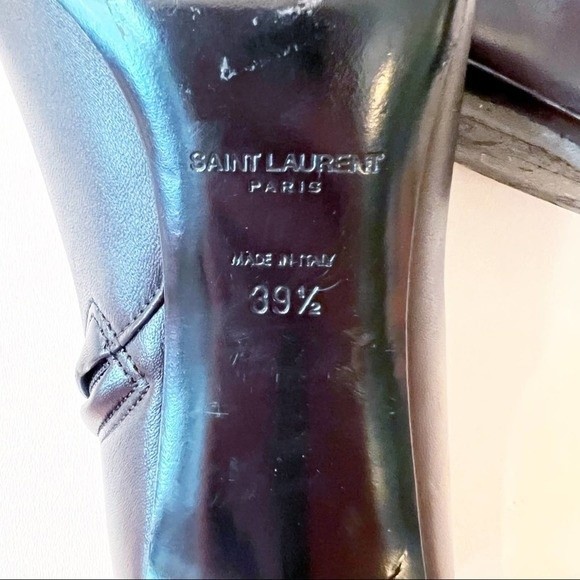 Saint Laurent Pointed Cap Toe Mid Heel Boots with Gold Accent Size 39.5 - Picture 14 of 16